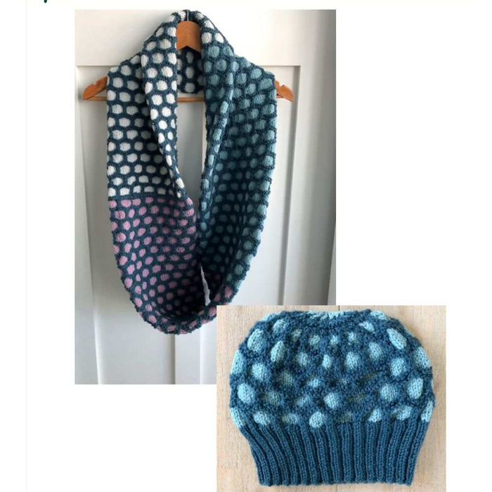Long Honeycomb Cowl & Beanie Knitting Pattern (N1732)-Pattern-Wild and Woolly Yarns