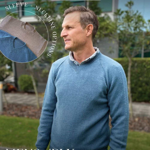 Men's 4-Ply Sweater with Sleeve and Neckline Options Knitting Pattern (CRU2210)-Pattern-Wild and Woolly Yarns