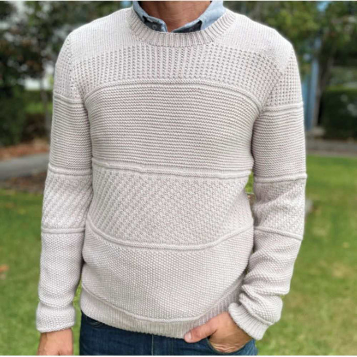Men’s Multi-Stitch Crew Neck Knitting Pattern (CRU2209)-Pattern-Wild and Woolly Yarns