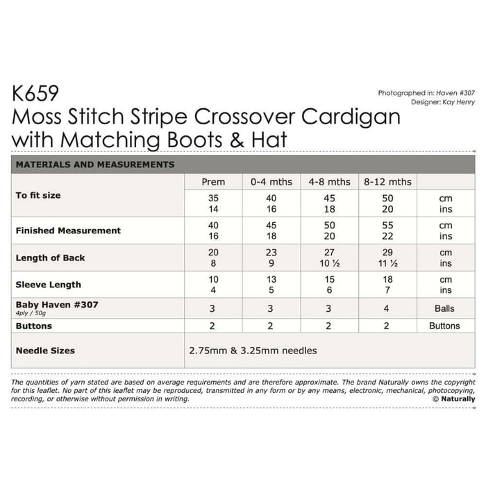 Moss Stitch Stripe Crossover Cardigan Knitting Pattern (K659)-Pattern-Wild and Woolly Yarns