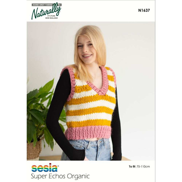 Multi Coloured Stripey Tank Top Knitting Pattern (N1637)-Pattern-Wild and Woolly Yarns