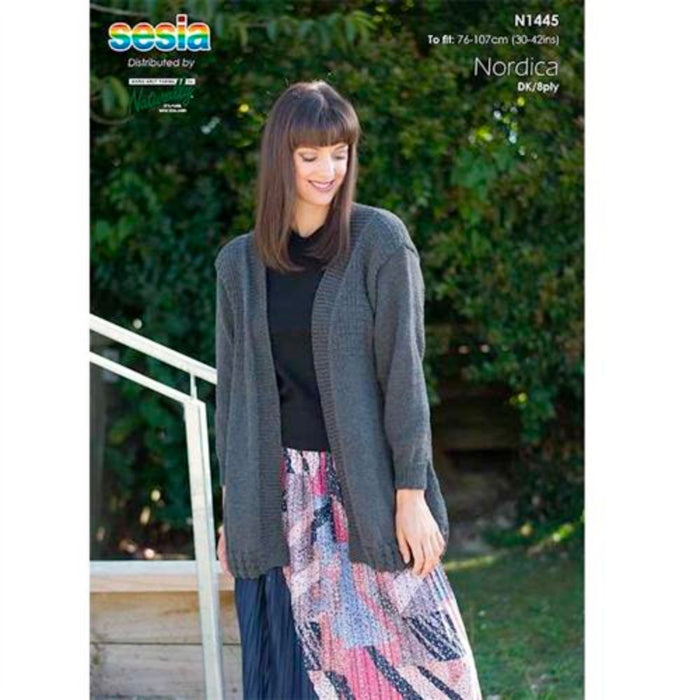 Open Front Jacket Knitting Pattern (N1445)-Pattern-Wild and Woolly Yarns