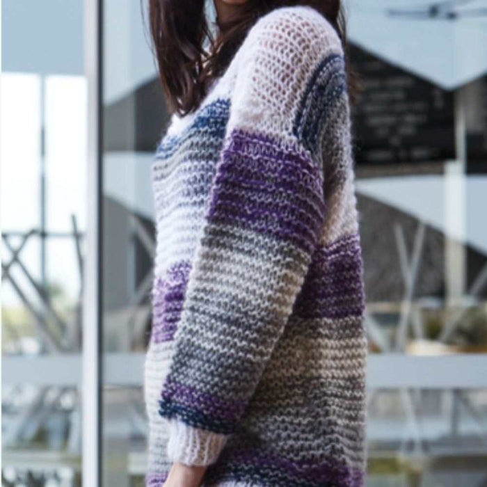 Oversized Striped Sweater Knitting Pattern (CRU1844)-Pattern-Wild and Woolly Yarns