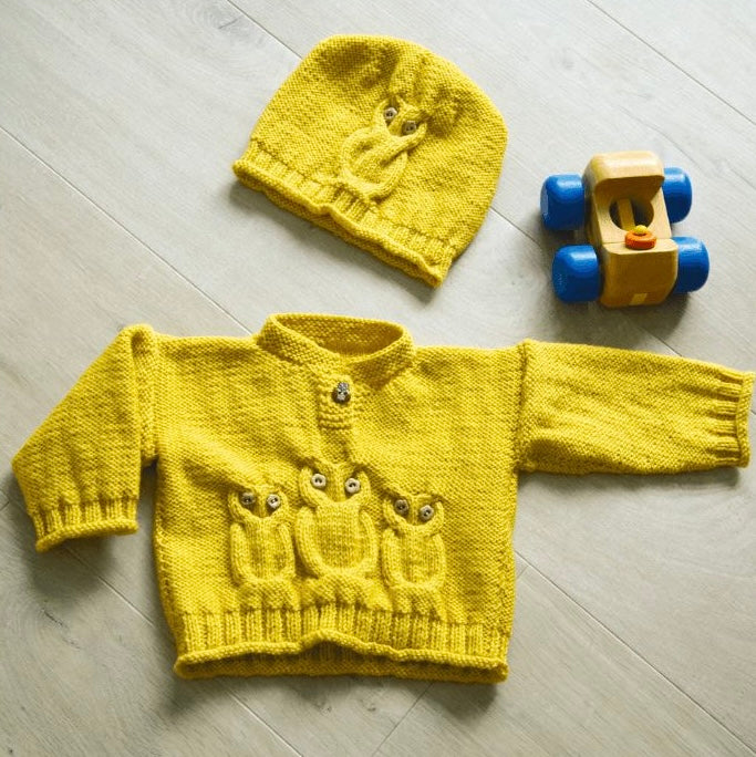Owl Sweater & Hat Knitting Knitting Pattern (K435)-Pattern-Wild and Woolly Yarns