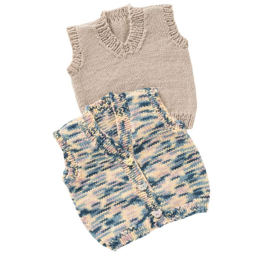 Pullover & Buttoned Vest Knitting Pattern - 4Ply or 8Ply (K324)-Pattern-Wild and Woolly Yarns