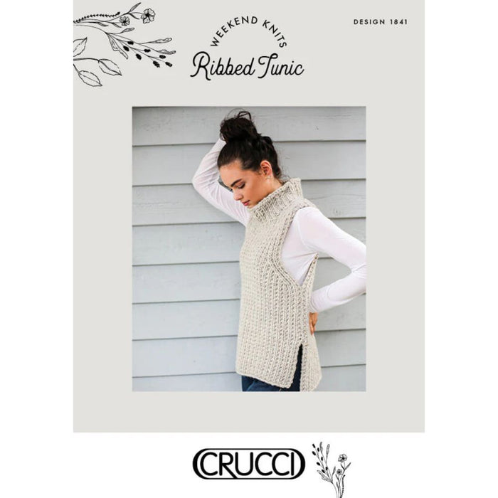 Ribbed Tunic Knitting Pattern CRU1841, intermediate skill, sizes XS-L, Weekend Knits collection.