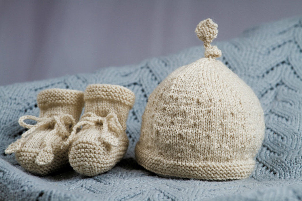 Rock a Bye Baby Hat & Booties Knitting Pattern - 4Ply (BC33)-Pattern-Wild and Woolly Yarns