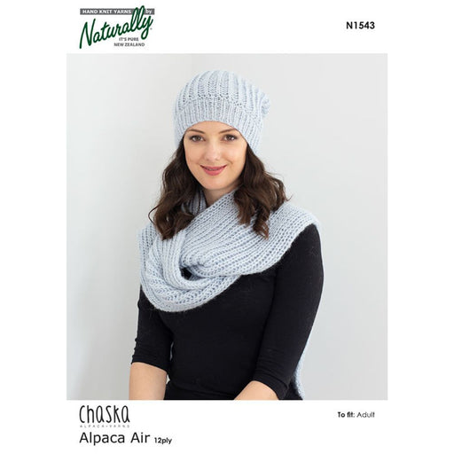 Scarf and Hat Knitting Pattern (N1543)-Pattern-Wild and Woolly Yarns