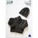 Shawl Collar Sweater and Hat Knitting Pattern K3044 with Naturally Omana Print 4ply yarn for ages 6 months to 3 years, featuring cable details.