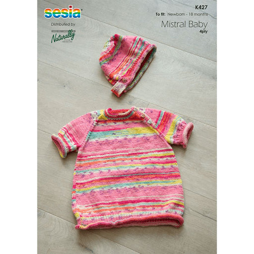 Short Sleeve Raglan Tunic & Bonnet Knitting Pattern (K427)-Pattern-Wild and Woolly Yarns