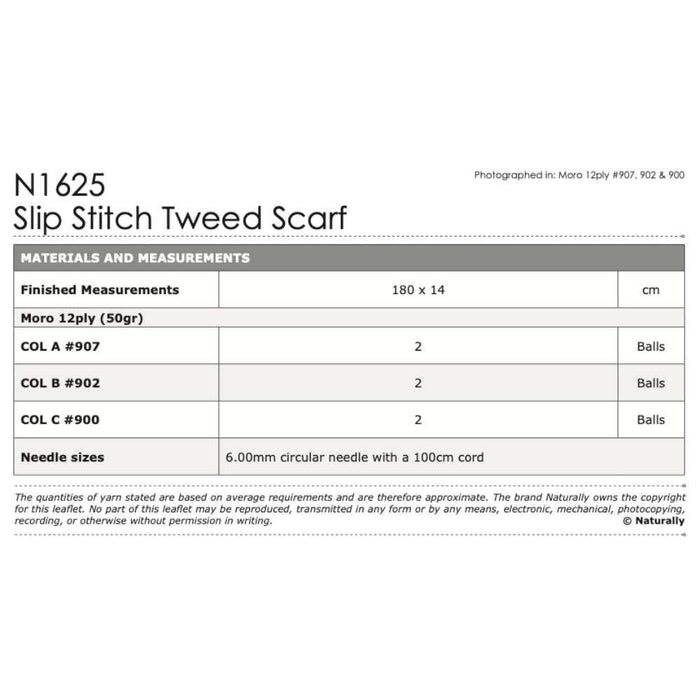 Slip Stitch Tweed Scarf Knitting Pattern (N1625)-Pattern-Wild and Woolly Yarns