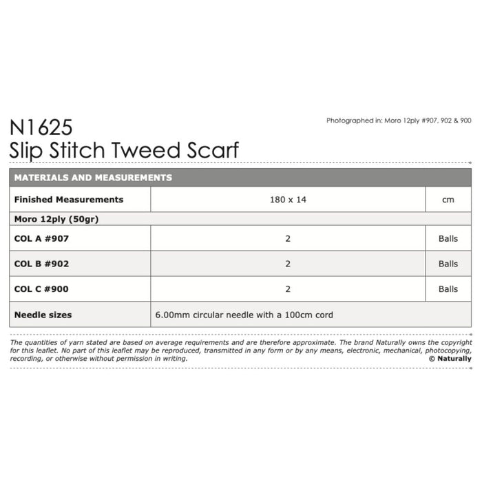 Slip Stitch Tweed Scarf Knitting Pattern (N1625)-Pattern-Wild and Woolly Yarns