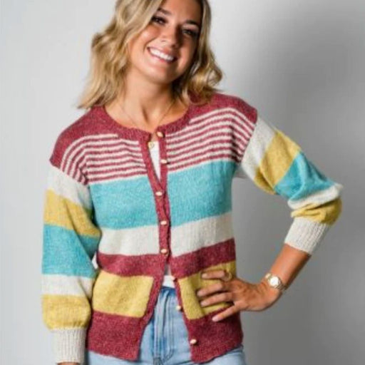 Stripe Cardigan Knitting Pattern (2014)-Pattern-Wild and Woolly Yarns