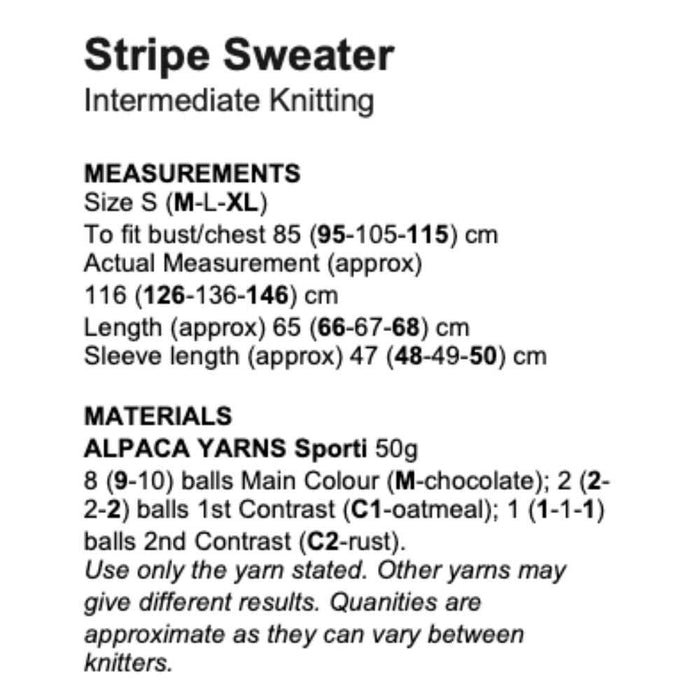 Stripe Sweater (AP2205)-Pattern-Wild and Woolly Yarns