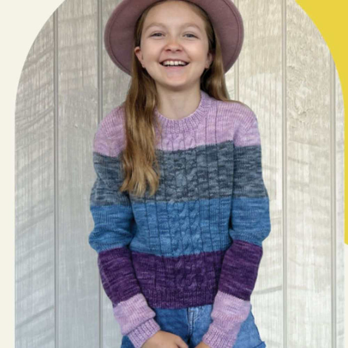 Striped Cable Front Sweater Knitting Pattern (CRU2301)-Pattern-Wild and Woolly Yarns