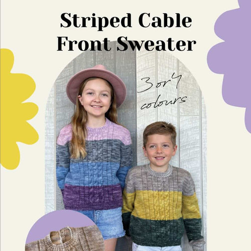 Striped Cable Front Sweater Knitting Pattern (CRU2301)-Pattern-Wild and Woolly Yarns