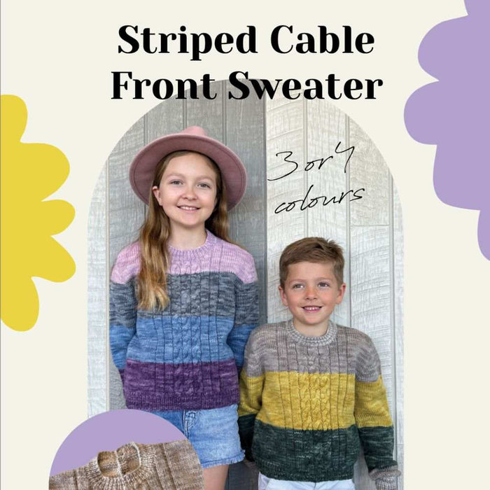 Striped Cable Front Sweater Knitting Pattern (CRU2301)-Pattern-Wild and Woolly Yarns