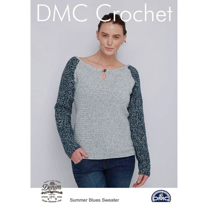 Summer Blues Sweater Crochet Pattern (DMF15459L)-Pattern-Wild and Woolly Yarns