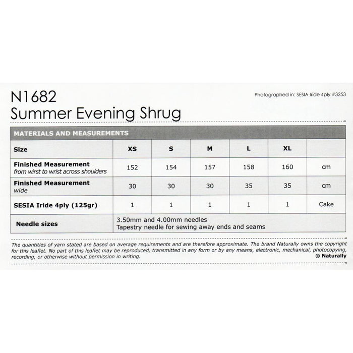 Summer Evening Shrug Knitting Pattern (N1682)-Pattern-Wild and Woolly Yarns