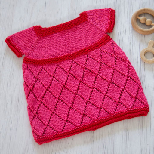 Summer Lace Dress Knitting Pattern for Girls in Pink - DK/8ply Yarn