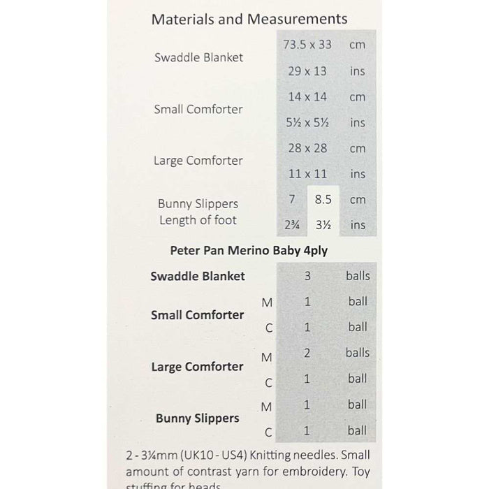 Swaddle Blanket, Comforter & Slippers Knitting PatternP1265-Pattern-Wild and Woolly Yarns