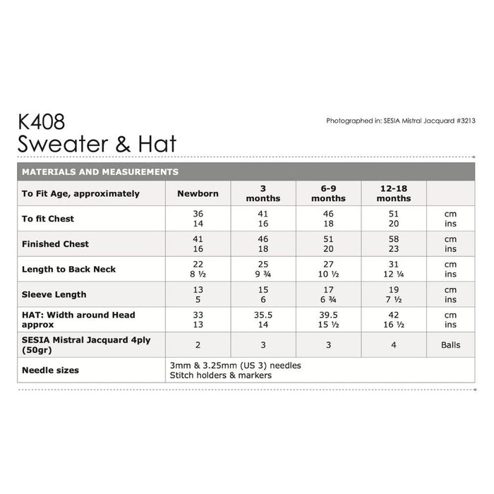 Sweater & Hat Knitting Pattern (K408)-Pattern-Wild and Woolly Yarns