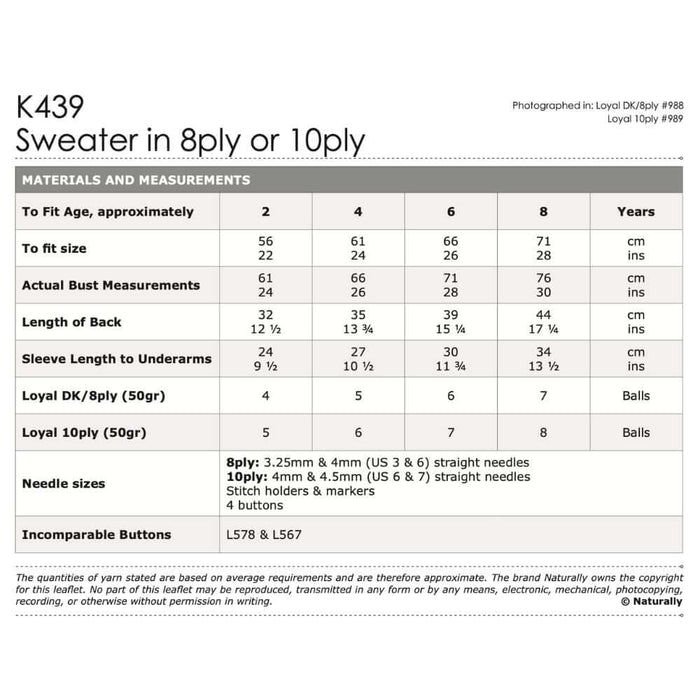 Sweater Knitting Pattern (K439)-Pattern-Wild and Woolly Yarns