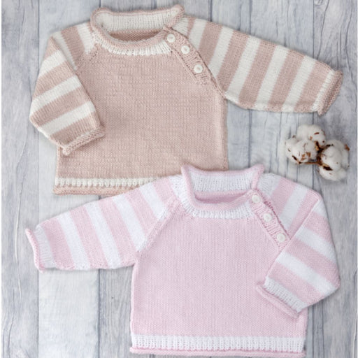 Sweater with Striped Sleeves Knitting Pattern (P1310)-Pattern-Wild and Woolly Yarns