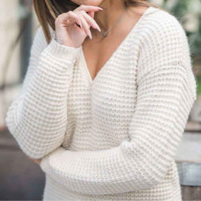 V Neck Textured Sweater Knitting Pattern (CRU2311)-Pattern-Wild and Woolly Yarns
