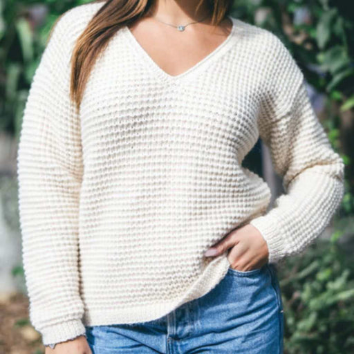 V Neck Textured Sweater Knitting Pattern (CRU2311)-Pattern-Wild and Woolly Yarns