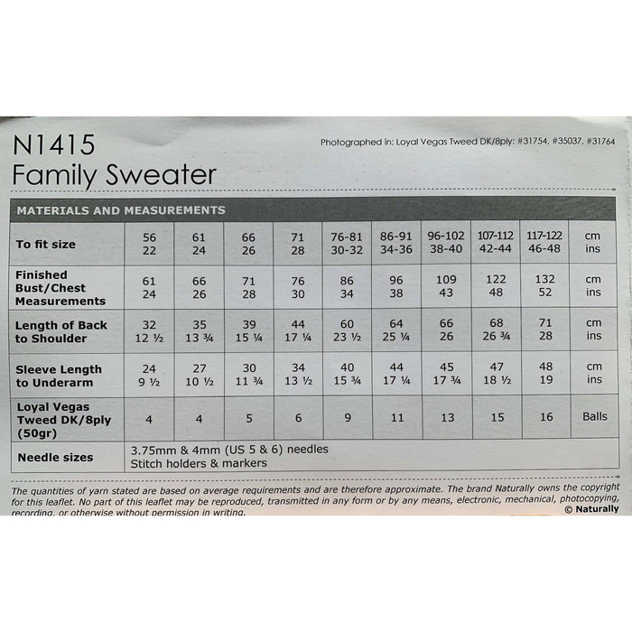Versatile Sweater for all the Family Knitting Pattern (N1415)-Pattern-Wild and Woolly Yarns