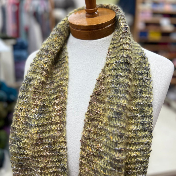 Knitting Pattern for Vibrant Bliss Scarf, beginner-friendly garter stitch, lightweight and vibrant.