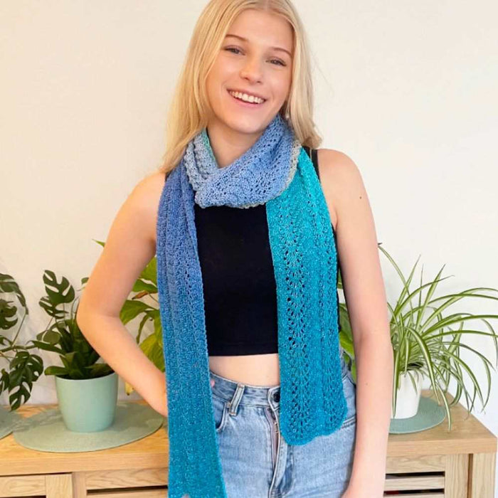 Waves Summer Scarf Knitting Pattern (N1681)-Pattern-Wild and Woolly Yarns