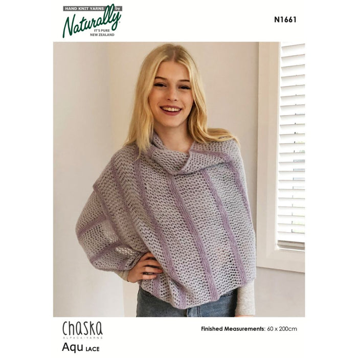 Wide Lacey Wrap Knitting Pattern (N1661)-Pattern-Wild and Woolly Yarns