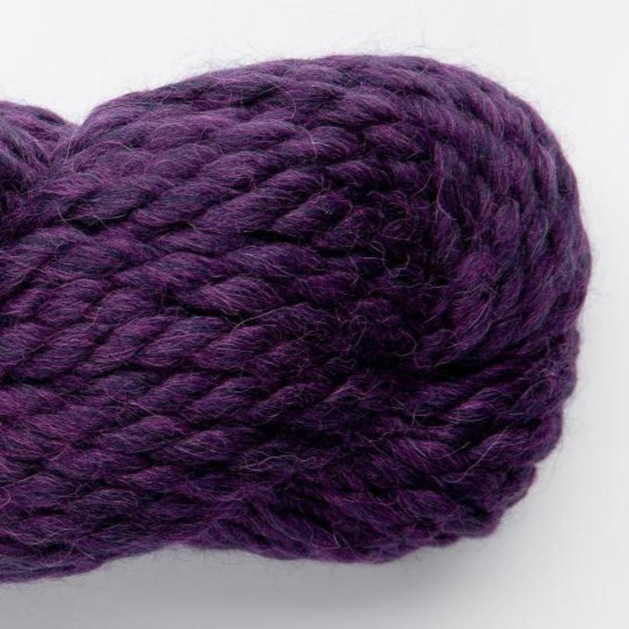 Amano Mamacha Super Chunky yarn in dark purple, baby alpaca and merino wool blend.