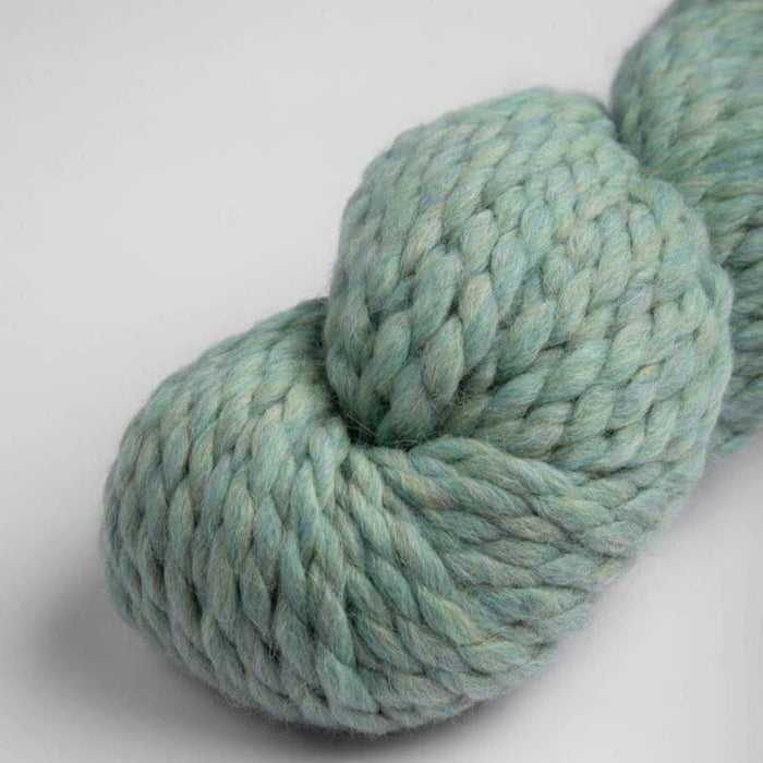 Amano Mamacha Super Chunky yarn in soft green, baby alpaca and merino wool blend.