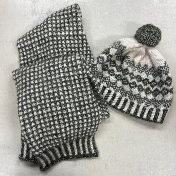 Fair Isle Beanie & Scarf Set Knit Kit-Yarn-Wentworth Distributors-Charcoal (606)-Wild & Woolly Yarns