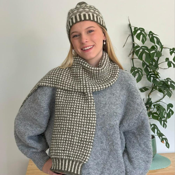 Fair Isle Beanie & Scarf Set Knit Kit-Yarn-Wentworth Distributors-Charcoal (606)-Wild & Woolly Yarns