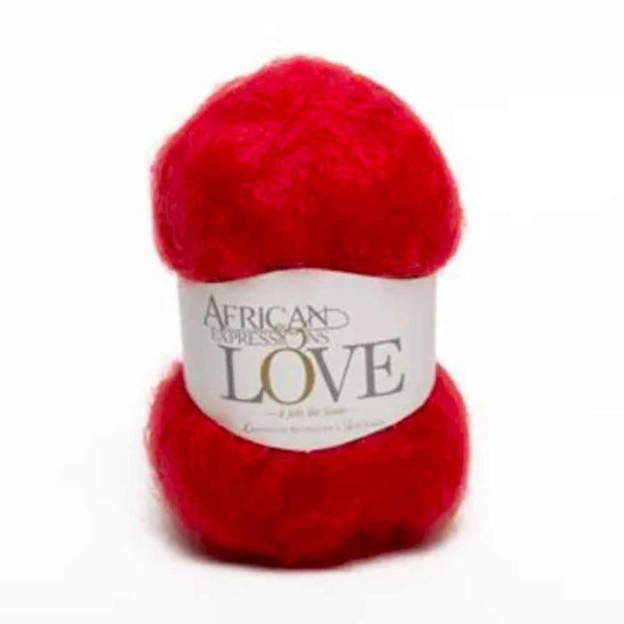 African Expressions LOVE 12Ply Mohair Yarn, 50g red skein.
