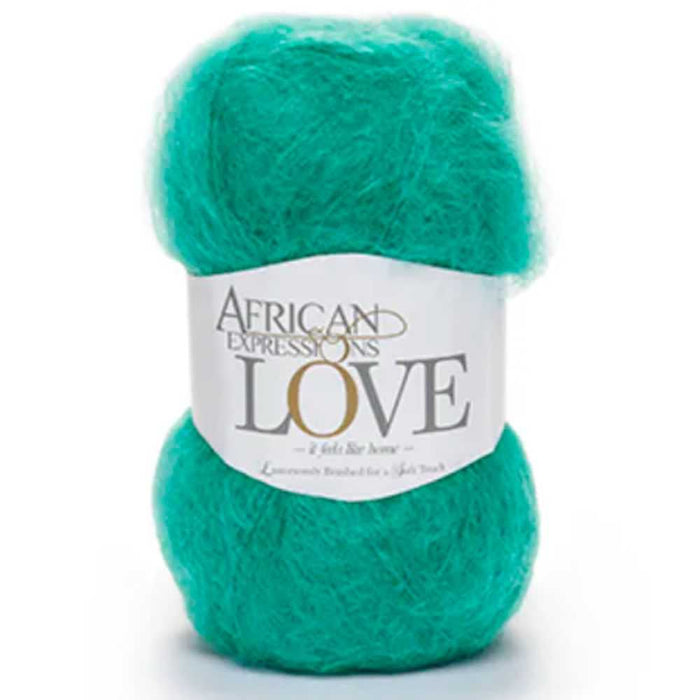 African Expressions LOVE 12Ply Mohair Yarn in vibrant teal color.