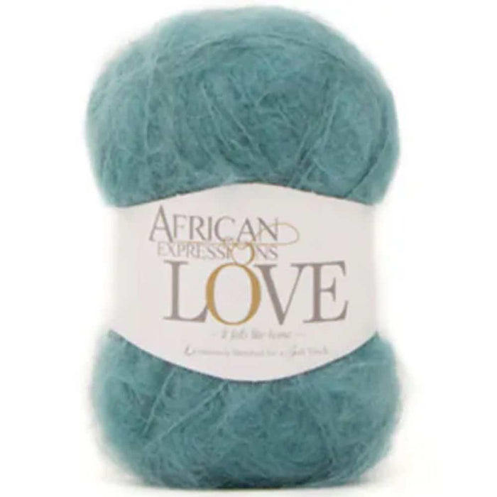African Expressions LOVE 12Ply Mohair Yarn - Soft, Luxurious Blue Fiber.