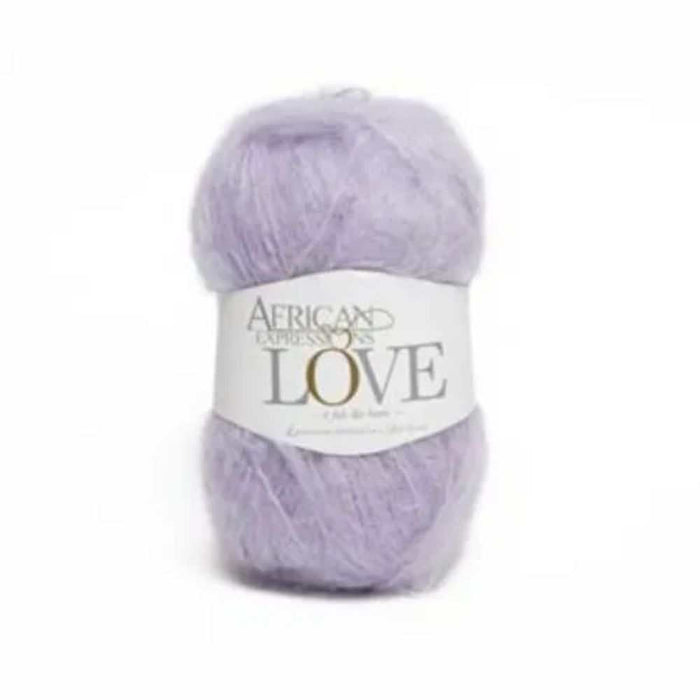 African Expressions LOVE 12Ply Mohair Yarn skein in lavender shade.