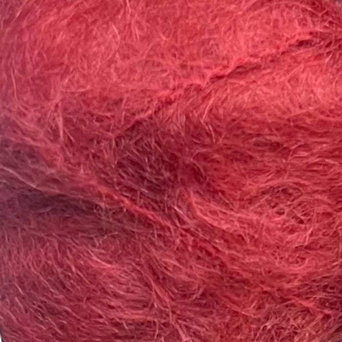Soft red mohair yarn from African Expressions.