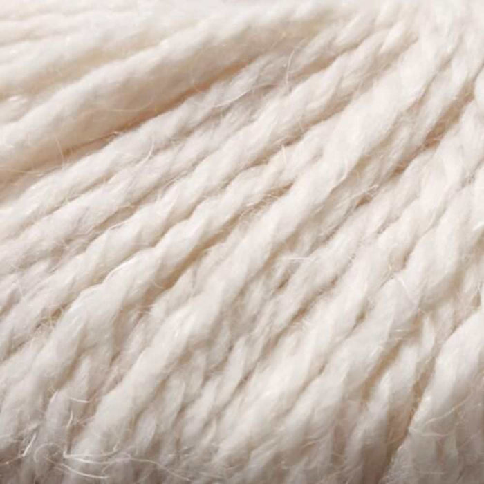 Luxurious 12-ply yarn with natural, slightly textured appearance, blending superfine alpaca, wool, and hemp.