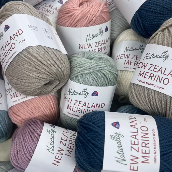 12-ply New Zealand Merino wool yarn in assorted colors.