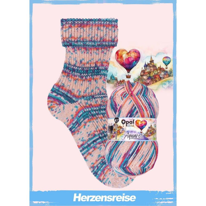 Opal Aquarell Sock Yarn - 4Ply-Yarn-Wentworth Distributors-Journey of the Heart (11536)-Wild & Woolly Yarns