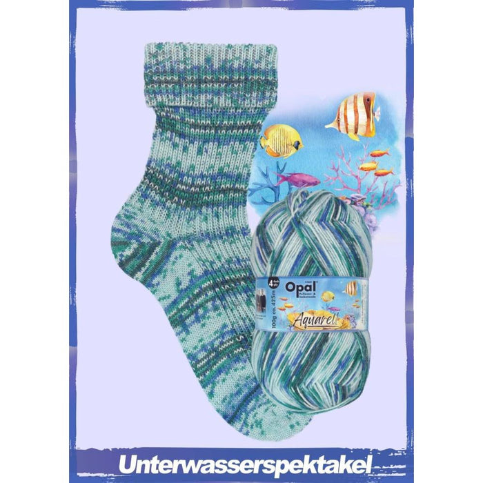 Opal Aquarell Sock Yarn - 4Ply-Yarn-Wentworth Distributors-Underwater Spectacle (11535)-Wild & Woolly Yarns