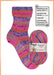 Opal Beauty Balance Sock Yarn in bright multi-color with knitted sock.