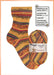 Opal Beauty Balance 4-ply sock yarn with vibrant pattern, enriched with Edelweiss and Vitamin E, shown knitted into sock.