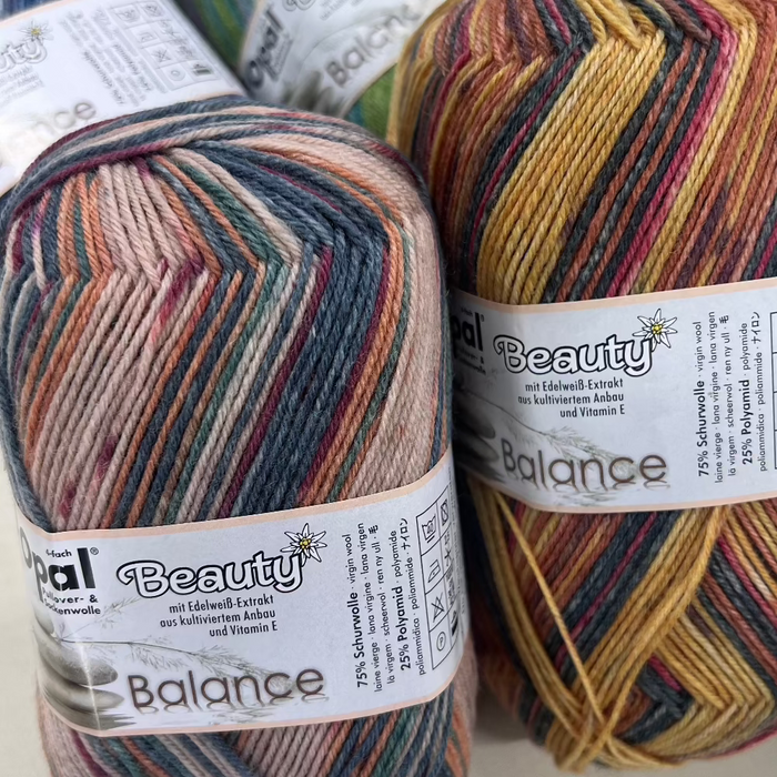 Opal Beauty Balance Sock Yarn - 4Ply with Edelweiss extract, Vitamin E, and vibrant hues.
